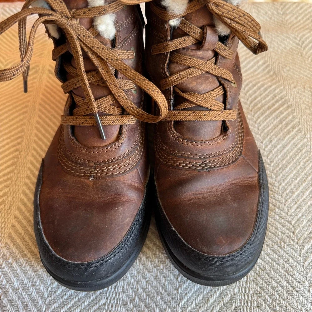 Sorel Tivoli IV Parc Waterproof Boots Brown Leather Shearling Women 6